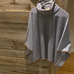 Tuckernuck Gray Poncho with leather trim